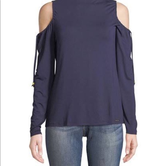 Michael Kors Tops - Micheal Kors High Neck Cold Shoulder Top Sz L